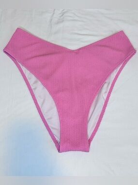 PINK Victoria’s Secret Textured High Leg Bikini Bottom XL Bubblegum Pink